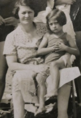 Josie age 5 on her grandmother's lap