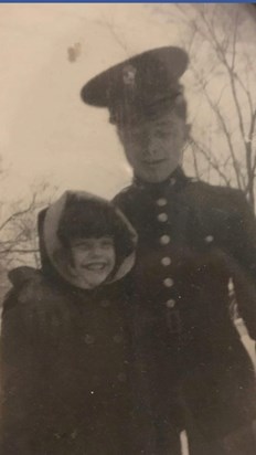 Wini & older brother, Neil in snow