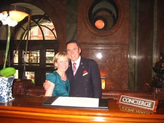 Gerard with Jen at The Mandarin OrientalHyde Park desk where we worked together 
