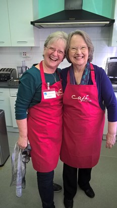 Jill and Helen Lawrence working at the cafe