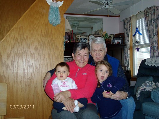 Mom and Dad with there Great Granddaughters Cheyanne and Abilgail