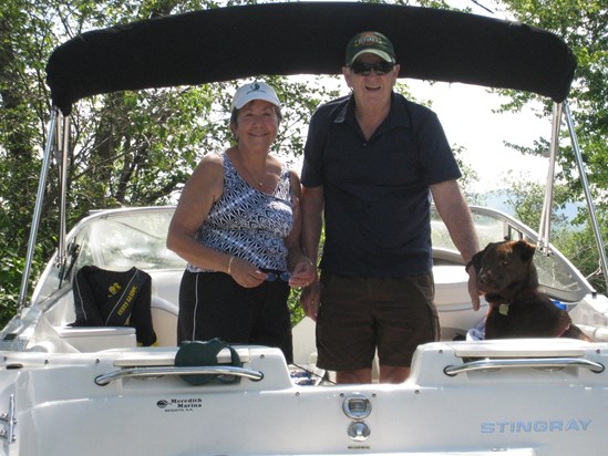 Mom and Dad with Grand Dog Shelby.