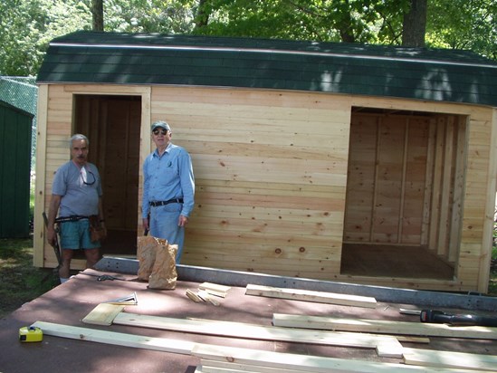 Frank and Dad building shed at The Bluffs