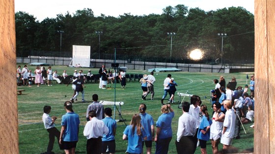 Winning the 3-legged race at Bancrofts School with Caroline circa 1998
