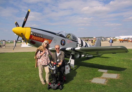 Robin and Rachel with P-51 Mustang replica, LAA rally at Sywell Aerodrome on 1. 9. 2018 IMG 7757 (2)