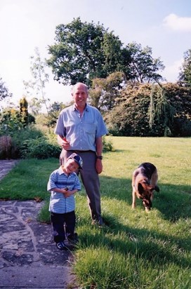 John with his grandson James and Freya (Steve's dog)