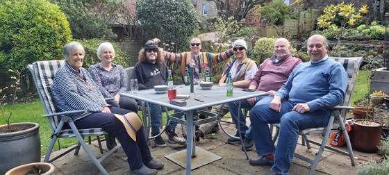 Celebrating happy easter in our garden with Caz, Ben, Beccie, Joe and Andy, North Berwick, 10th April 2023