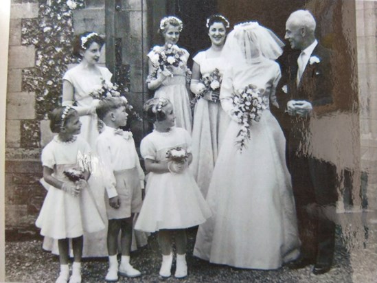 Uncle Frank Willey with Molly and her bridesmaids 