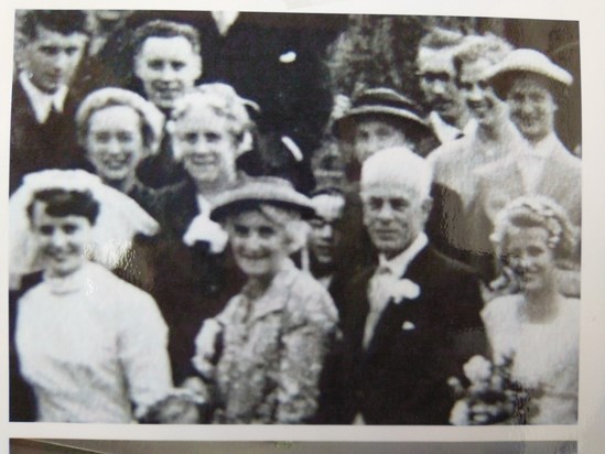 Molly, mother Marion and Uncle Frank. Cousin Nora Hallgarth and Aunty Flo immediately behind.