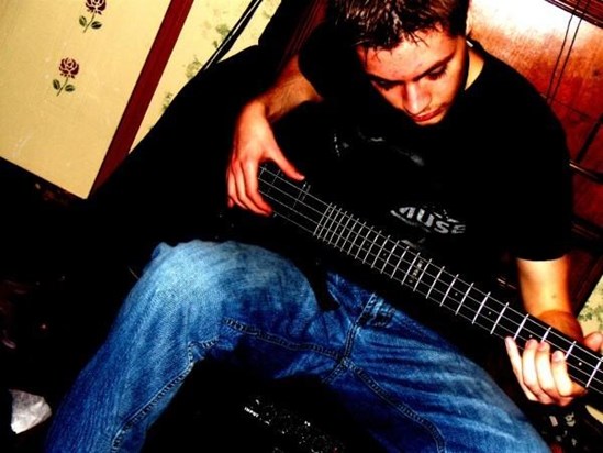 Tina's 19 yr. old Nephew Daniel , playing his Bass.