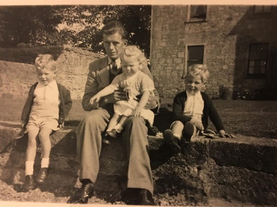 A picture from 1952, Dad is on the right. Left is Uncle Bob, Auntie Liz is in the middle with my Grandad ??