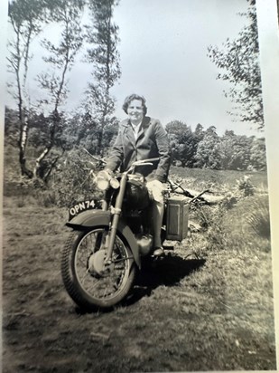 On her brothers motorbike