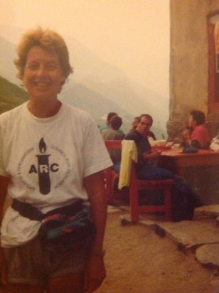 In the Alps,6th August 1990. Sponsored 140 mile walk with 37,000 ft of ascent & descent-raising £483