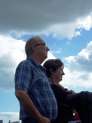 Watching the planes, with her loving husband Tony, also greatly missed x