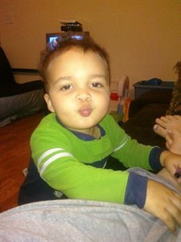 Andre puckering up for a kiss for Aunt Kimmie
