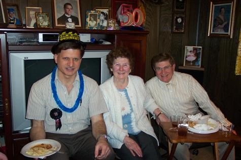 Mom and Dad with nephew Ken on his 50th birthday