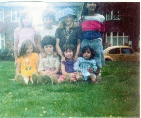 Siblings on the green in Tewkesbury Gardens. Cherished memories of Jane 