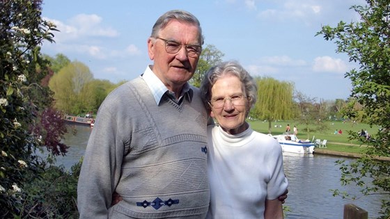 Mary and John by the canal at Stratford upon Avon at their Golden Wedding celebration