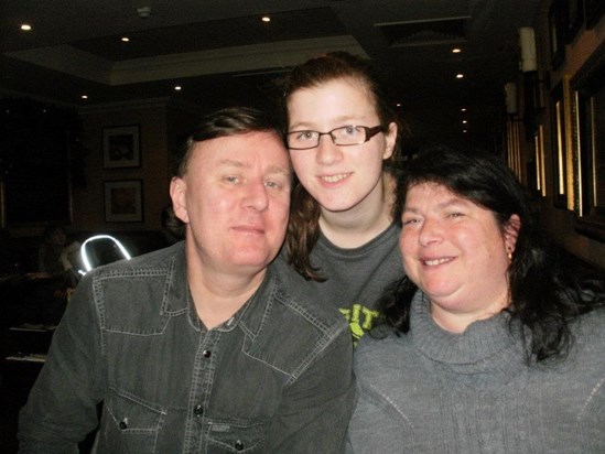 Dad, me and Mum on our 18th Birthday meal at Bella Italia