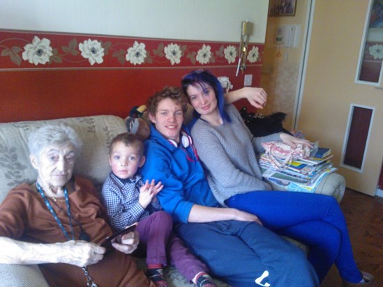 Adam with his beloved Nanna Jo, brother Callum and sister Jade