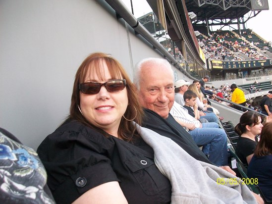 Our dad and Laura at one of my dad'sfavorite place to be, watching the White Sox
