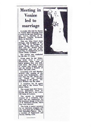 newspaper clipping of the wedding
