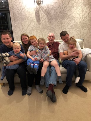 Ted with his three grand-children and four great-grand-children, he now has five great-grandchildren