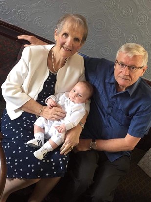 Denise & Allan at the christening of their second Great Grandson Michael Junior ??