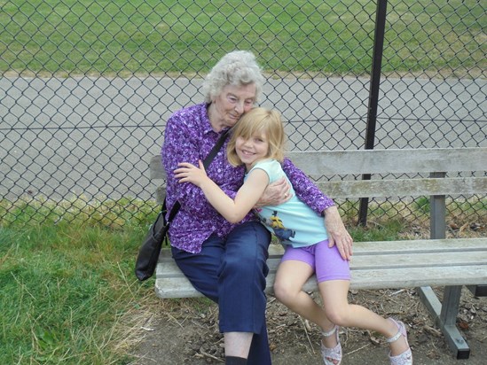 Freya and Great Nanny having a cuddle