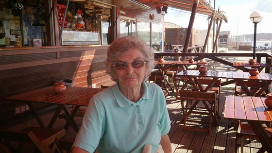 Sheila on the beach in Portugal