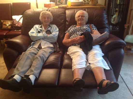 Mum relaxes with Angela's mum, Margaret