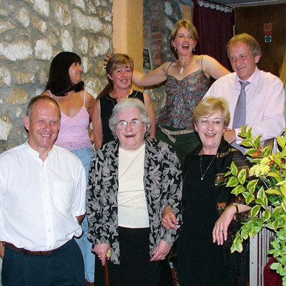 Myra with her children on her 80th birthday