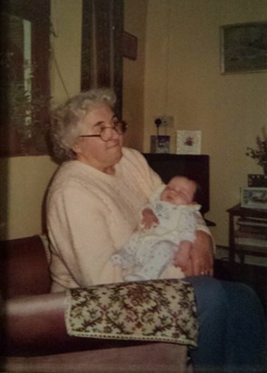 Nan with her very first "great grandchild" Annie.