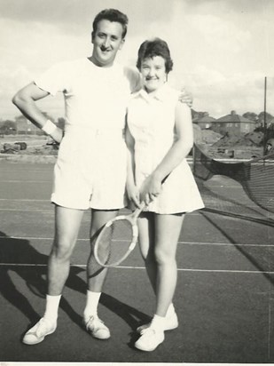 Chris & Barbara playing tennis 1960 ( mum & dad ) how lovely xxxx
