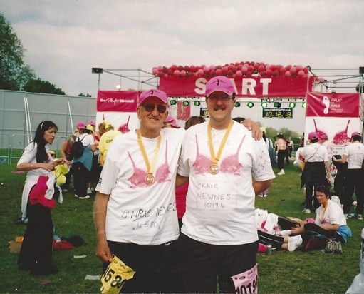 Craig with dad doing the midnight walk for breast cancer, a very proud moment xxxx