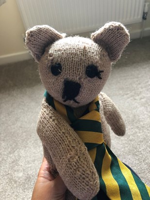 Edward Bear, knitted by my lovely godmother Janet...love, Angie xxx