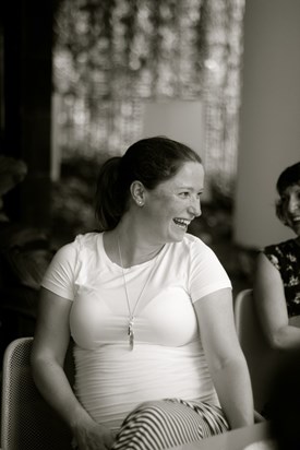 A radiant Edwina at her Singapore baby shower for Fraser 2014