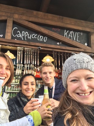 Marijke, Deniz, Michiel and your beautiful smile in Budapest, enjoying a beer after a nice tuk tuk game tour in the city!