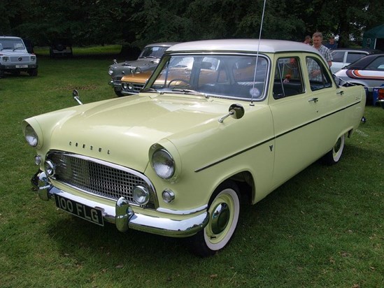 Ford Consul (don't know the exact model name or model year he bought)