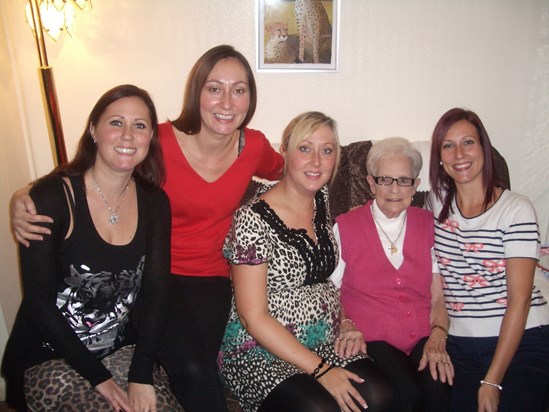 Mum celebrating her 87th birthday with four of her granddaughters Vicki, Mandy, Becky & Maria x