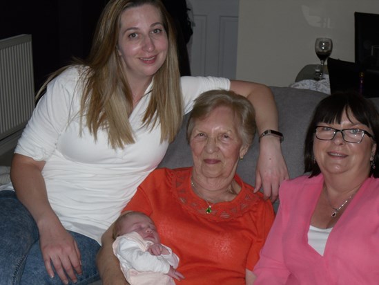 Four generations Fiona's side of the family. Great Gand-daugther Polly.