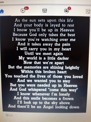 20210126 172405 For my sister Nessa, I miss you so much but happy that you're no longer in pain or suffering.  Fly high my Angel. Love you more.  Xx ?????