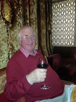Enjoying a glass of red at the crazy bear for a grandad and granddaughter day 