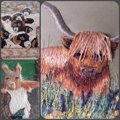 I would send mum a card each year and challenged her to a project Lake District sheep, highland Cows, Scottish red squirrels and more ..by my return home the projects were always on the go! 