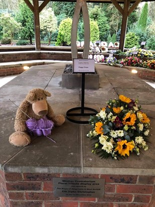 “Barry the bear” and flowers tribute.??