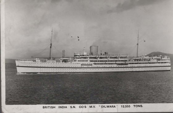 The troopship on which Mary travelled to Singapore in 1952