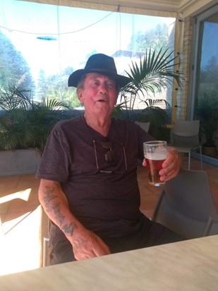 Enjoying a pint in Oz