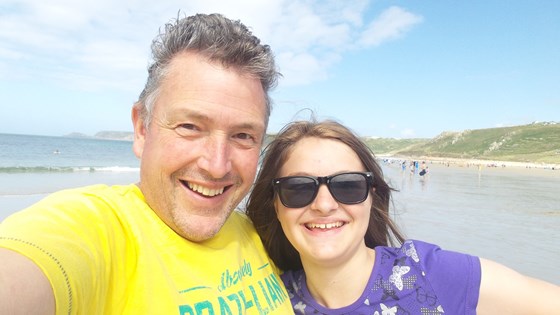 Zoe with Keith on holiday in Cornwall 2013