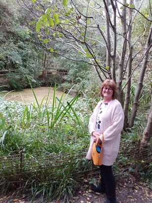 Carol at the national transplant memorial garden Edinburgh.