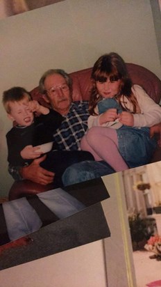 Olivia and James with grandad Bob 